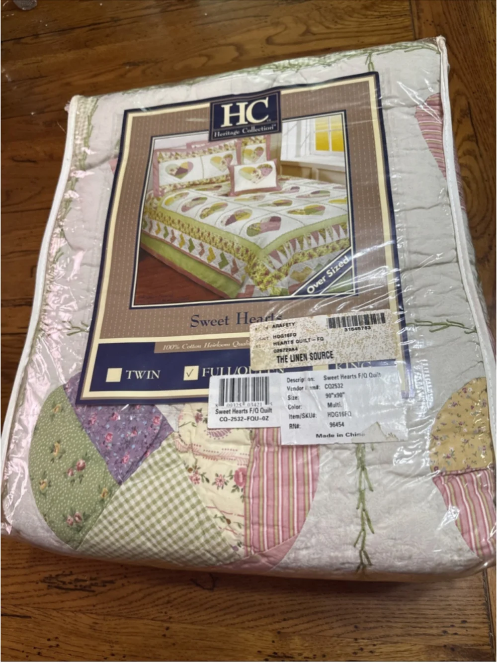 Heritage Collection Full Size Quilt 76” x 86” Kensington NOS 1992 Oversized Fit